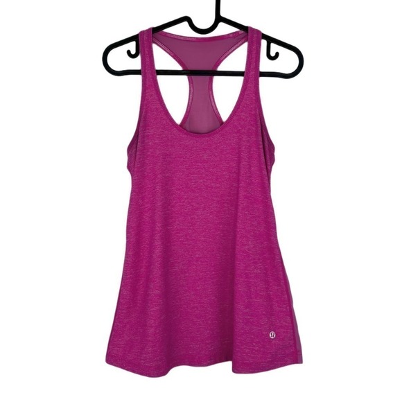 Lululemon Pink Mesh Back Cool Racerback CBR Heathered Tank Size 6 - Picture 1 of 7